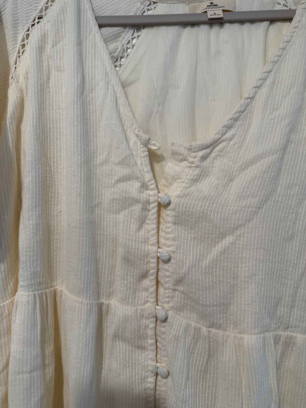 Rip Curl Cream Button-Front Tunic - Picture 3 of 4